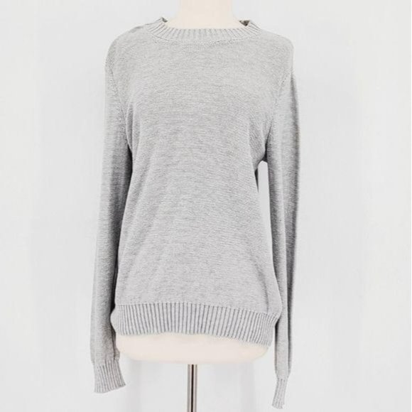Cremieux Valentina Storm Grey Knit Long Sleeve Crew Neck Sweater Top Large NWT - Picture 4 of 7